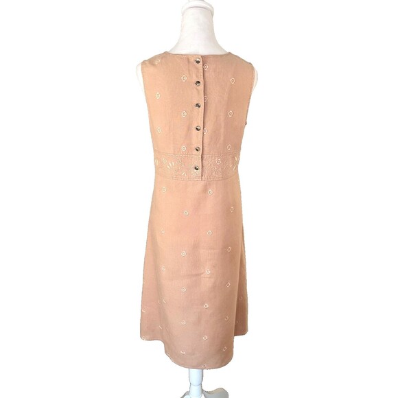 J. Jill Linen Emboidered Midi Dress Sz XS High Waist Fairy Cottage Boho Regency - Picture 5 of 11